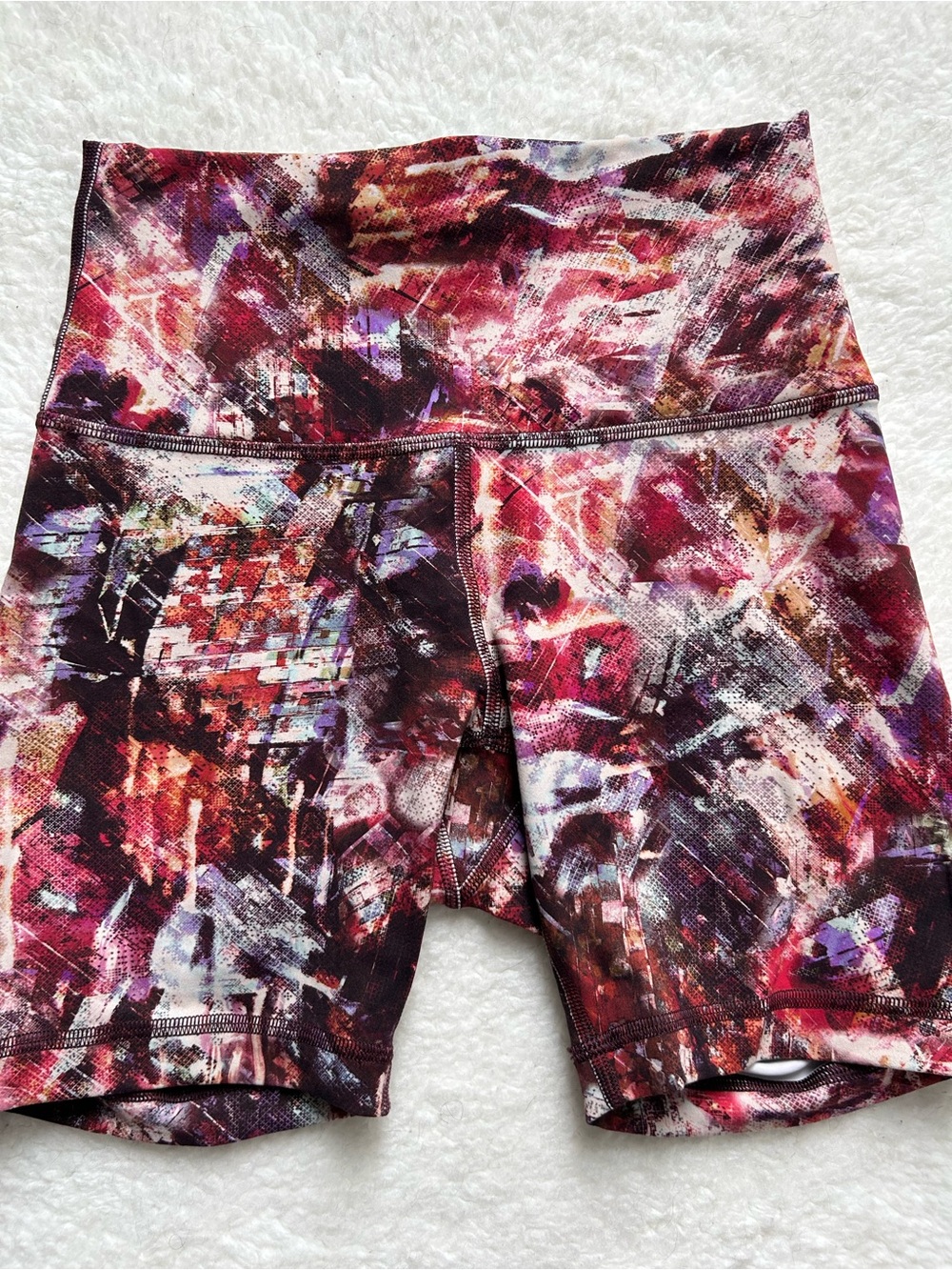 Lululemon Wunder Under Pink Abstract Printed Biker Athletic Shorts - Picture 2 of 7